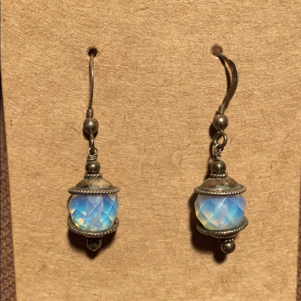 Moonstone/silver dangling lantern earrings